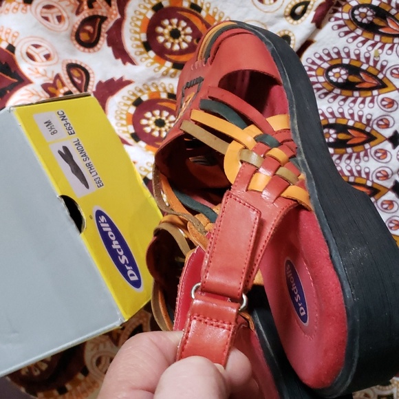 DR.SCHOLL'S "Aztec" Santa Fe Huarache sandals. Red/Multi Leather SZ. 8.5 EUC - Picture 7 of 8